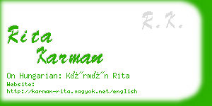 rita karman business card